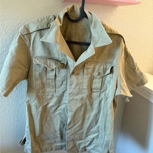 Vintage 60s US Military Shirt: Khaki Twill Short Sleeve Made in USA
